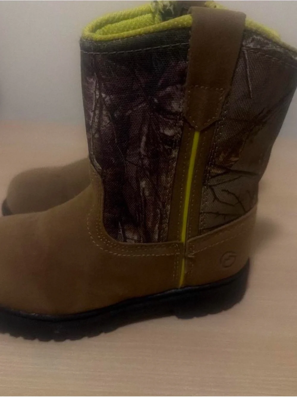 Kids Brown & Green Rugged Pull-On Boots